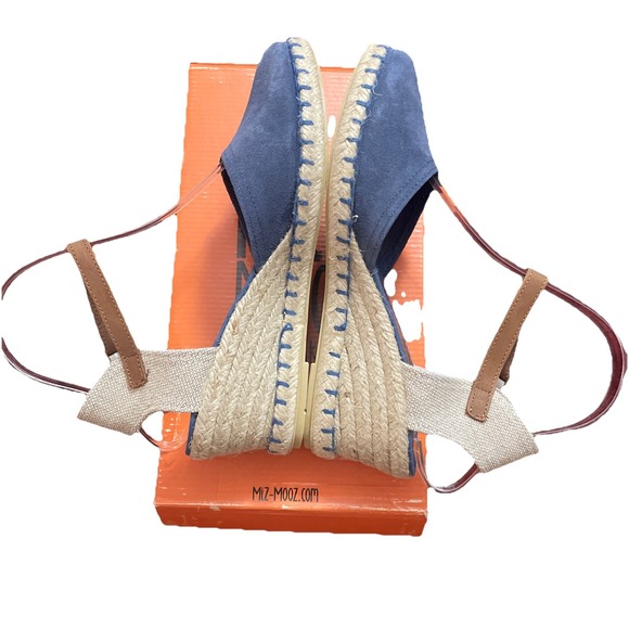 NIB Miz Mooz Women's Malena Wedge Sandals Ocean Blue Leather Women 38 Spain NEW - Picture 7 of 16